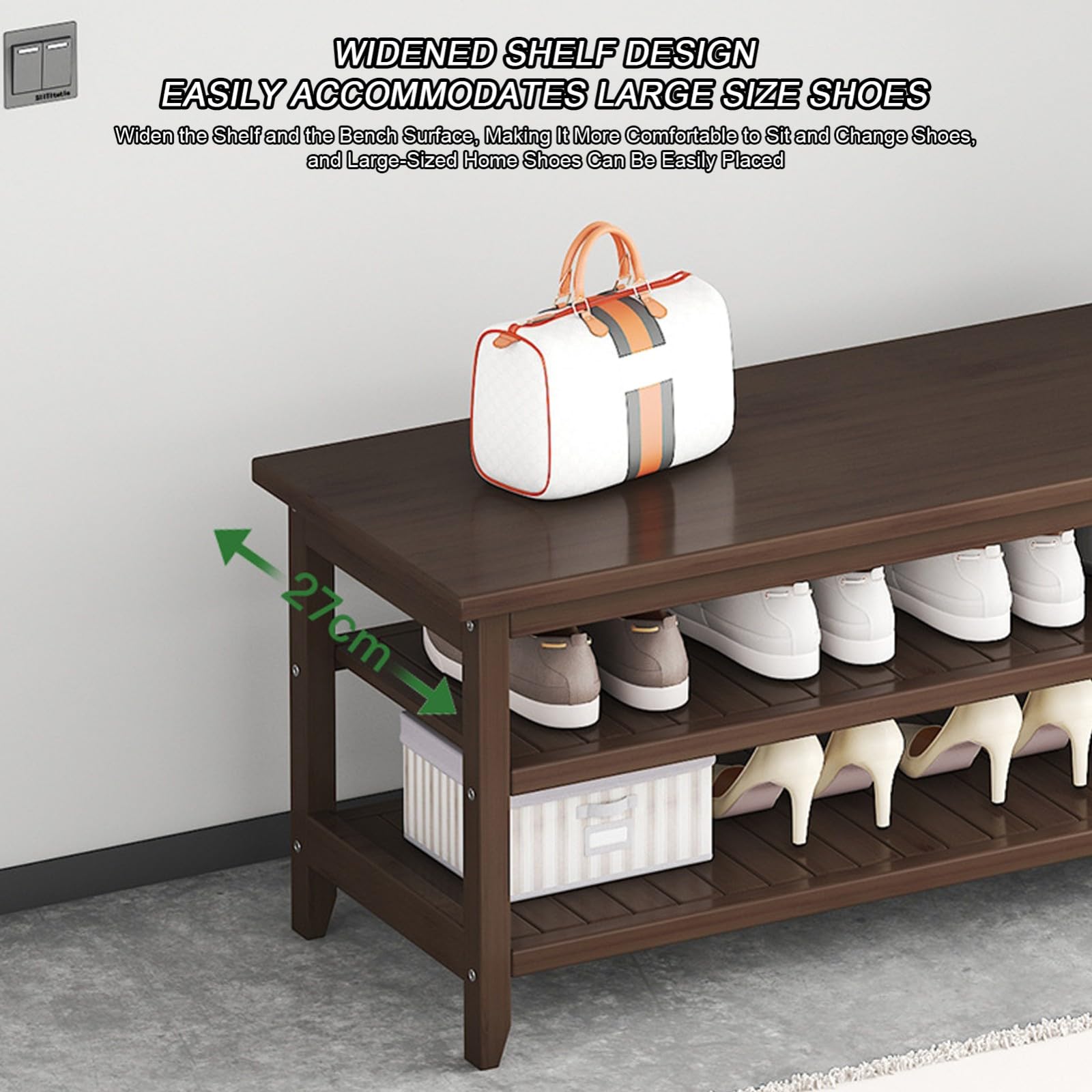 Perchero, Perchero de Pasillo con Ganchos, Banco de Diseño Amplio Multifuncional con Cubículos para Abrigos y Zapatos para la Entrada, Sala de estar A,80 * 27 * 155CM