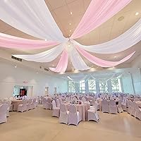Vista 34 de Ivory Ceiling Drapes 6 Panels 5ftx10ft Wedding Arch Draping Fabric Chiffon Wedding Drapes Curtain Decorations with Rod Pocket