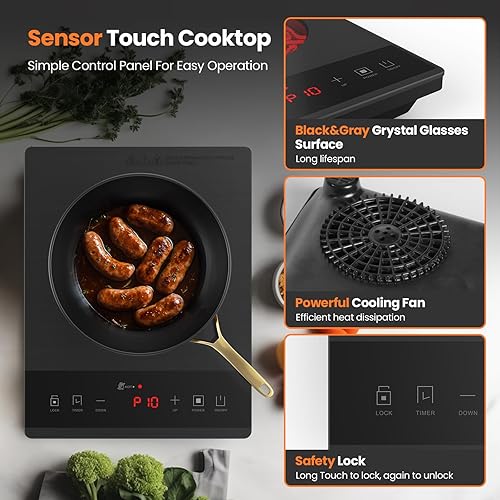 Miniatura 5 de Placa de cocción eléctrica, quemador de encimera individual, portátil, de cerámica, para cocinar, estufa eléctrica ultrafina, cocina infrarroja,