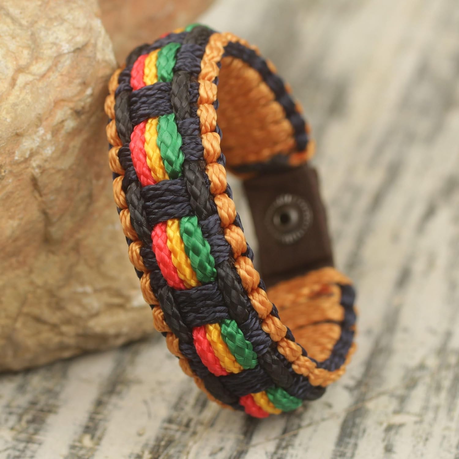 NOVICA Artisan Handmade Men's Wristband Bracelet Colorful Woven Cord from Africa Multicolor Ghana [8.75 in L x 0.8 in W] ' Good Vibes'