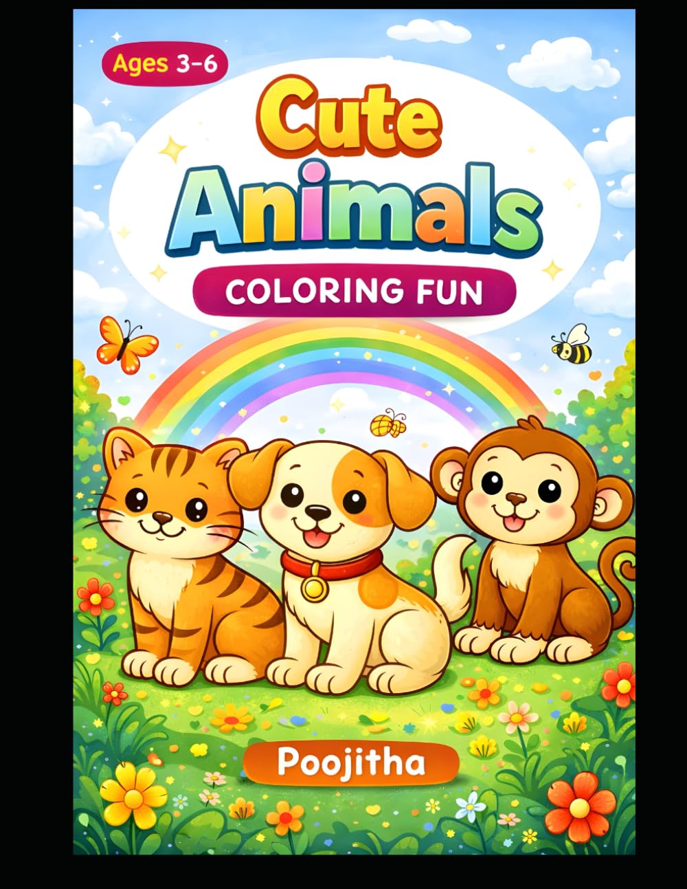 Cute Animals Coloring Book for Kids: Fun and Easy Animal Coloring Pages for Children Ages 3–6