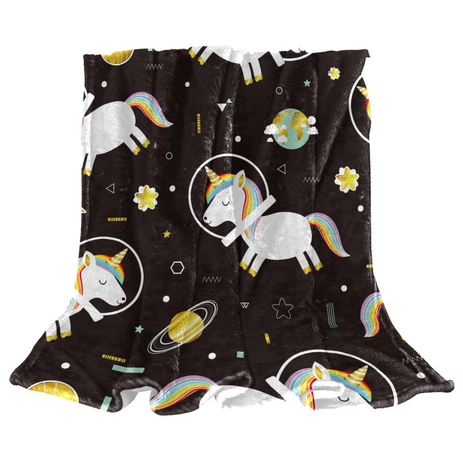 Couverture polaire espace licorne en microfibre douce 150x130 cm