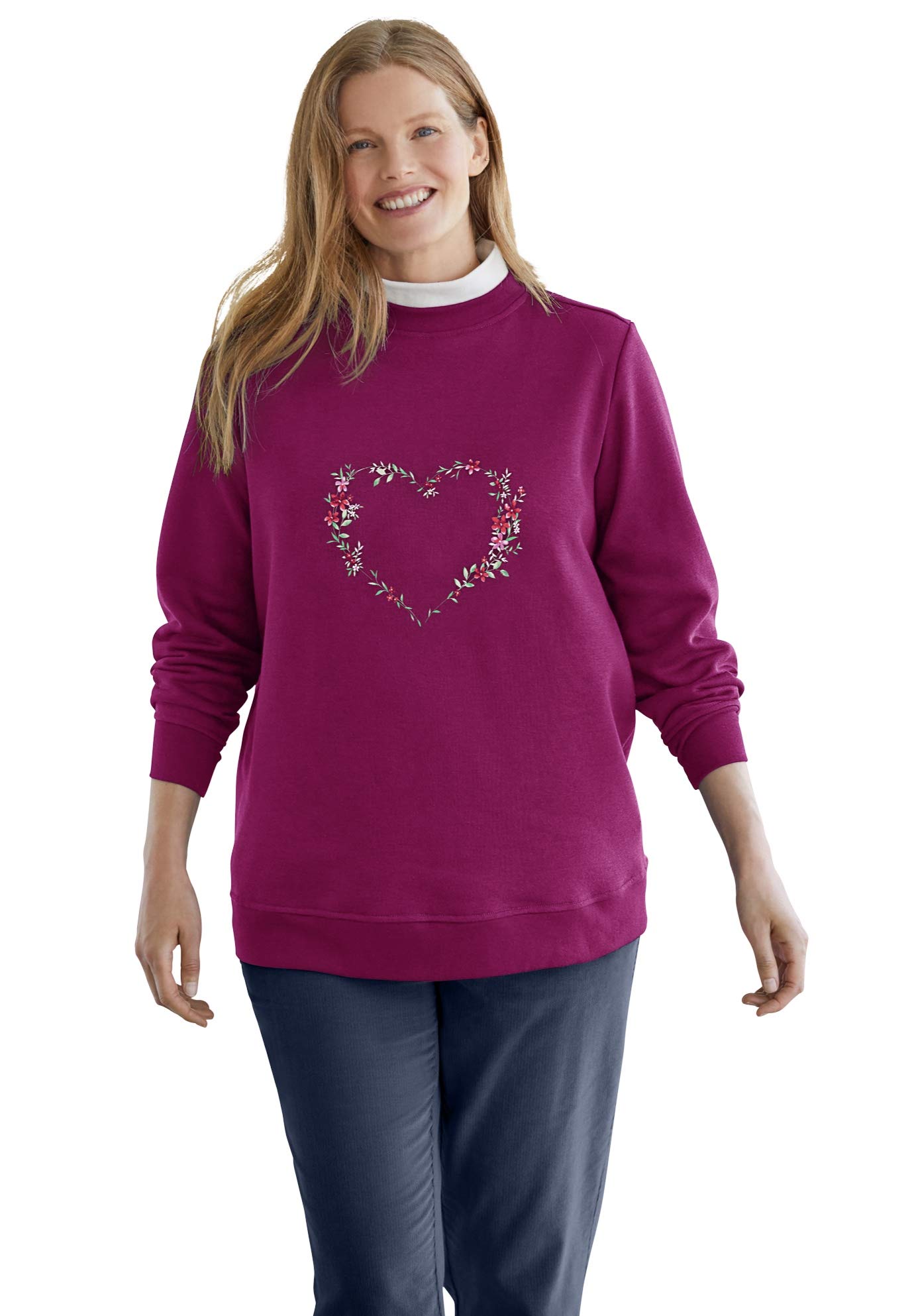 Woman Within Women's Plus Size Layered-Look Sweatshirt
