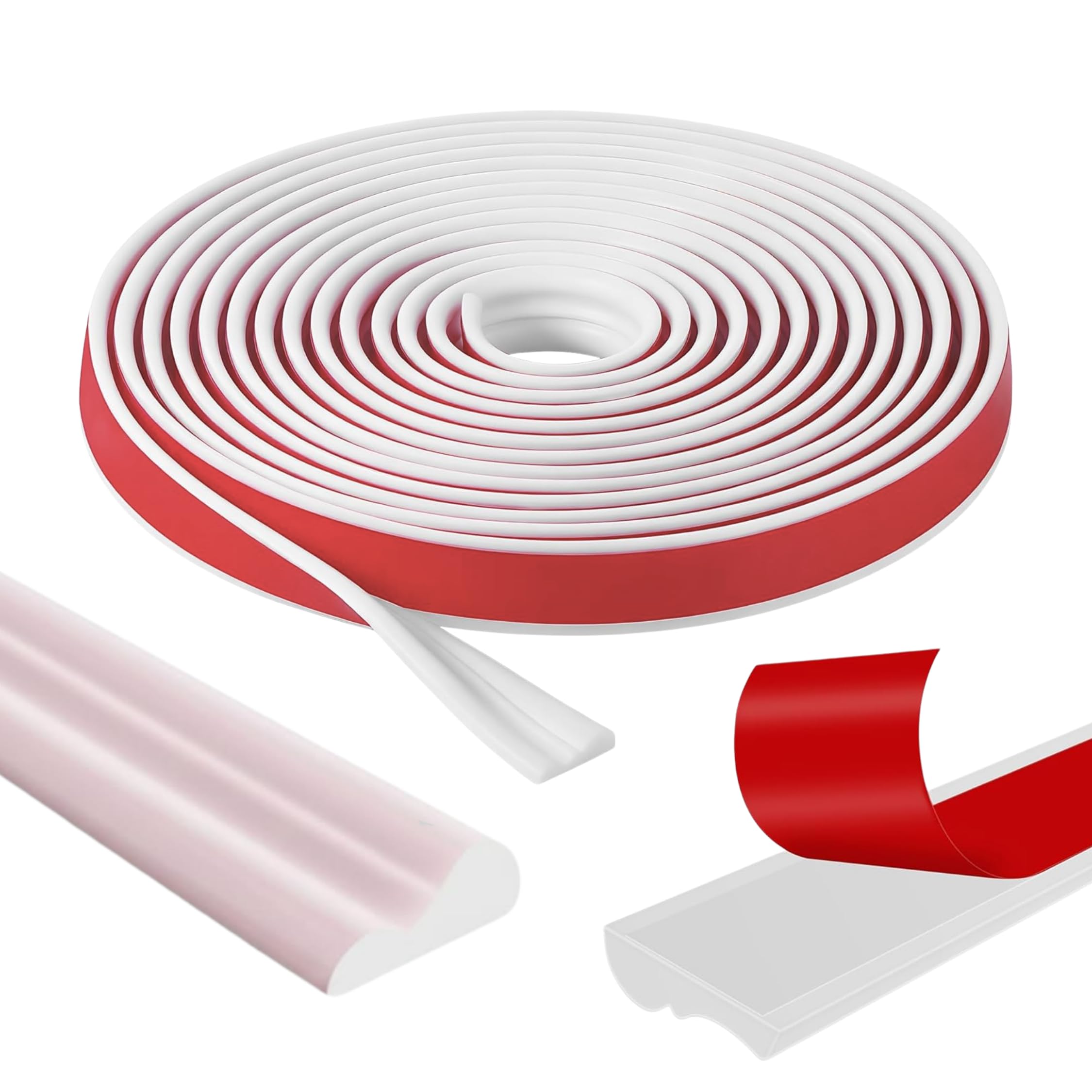 Moldura decorativa de pared autoadhesiva de PVC flexible 5 m x 2,3 cm – Moldura blanca para interior