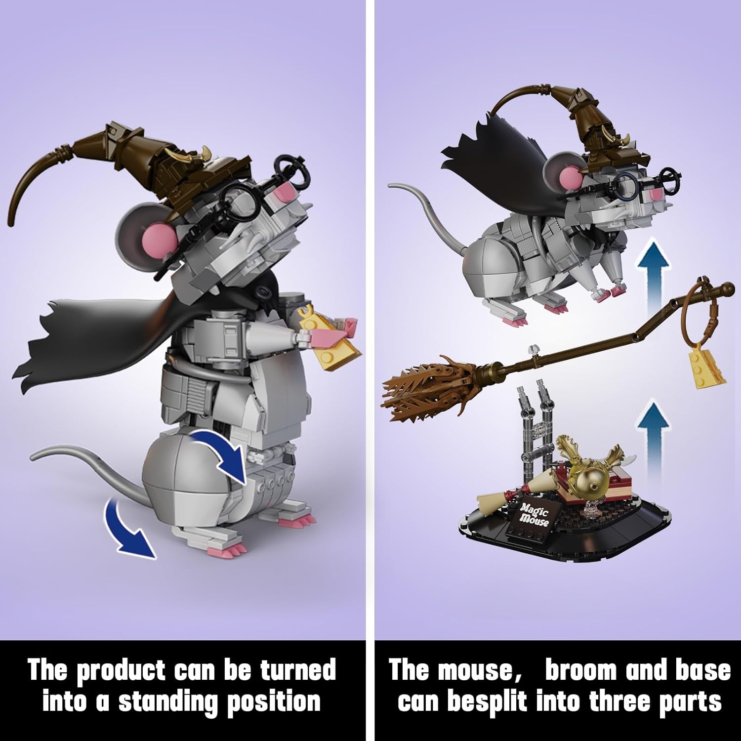 Vziimo Harry Mouse Animal Building Set, MOC Creative Magic Mouse Model Kit, Collectible Home Office Decor Toy Gift for Teens Adults 14+ (676PCS)