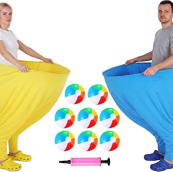 Granny Pants Yard Game Set, Granny Pants Family Party Outdoor Games, Oversized Pants with Bouncy Balls and Pump, Outdoor Tossing Games for Adult Yard Games Fun Family Reunion Birthday Party