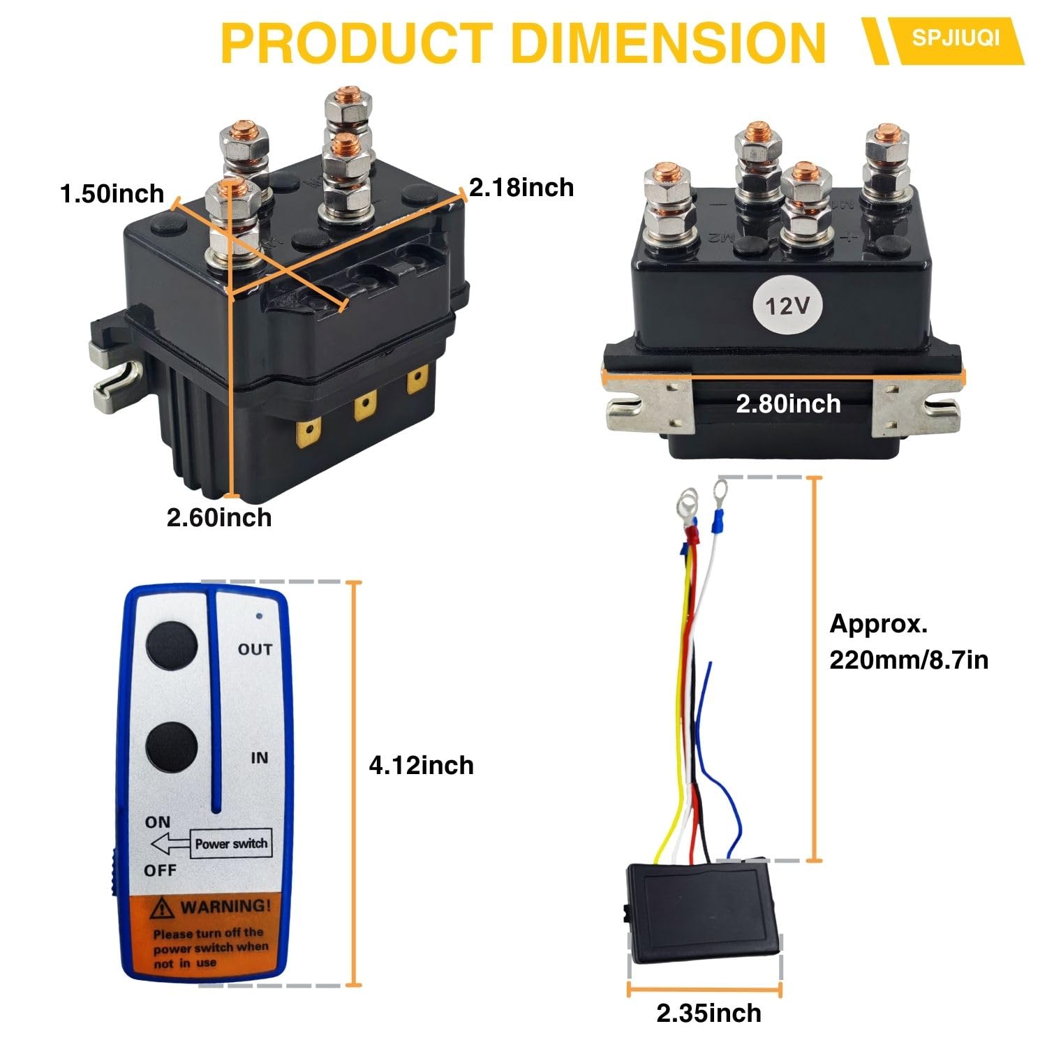 12V 500A Winch Solenoid Relay Contactor 12000LB Max w/Wireless Remote Control Kit 164ft 50m for ATV UTV SUV Jeep 4x4 Vehicles 12V Trailer Winch Motors Snow Plow Spreader Motors