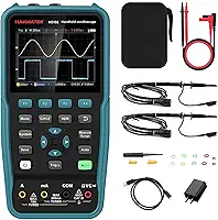 HANMATEK Osciloscópio Digital Portátil de Largura de Banda de 100 Mhz com 2 Canais Ho102 Mini Osciloscópio Tft de 3,5 ', Osciloscópio 2 Em 1 e Multímetro, Tela Retroiluminada, Função de Calibração Aut
