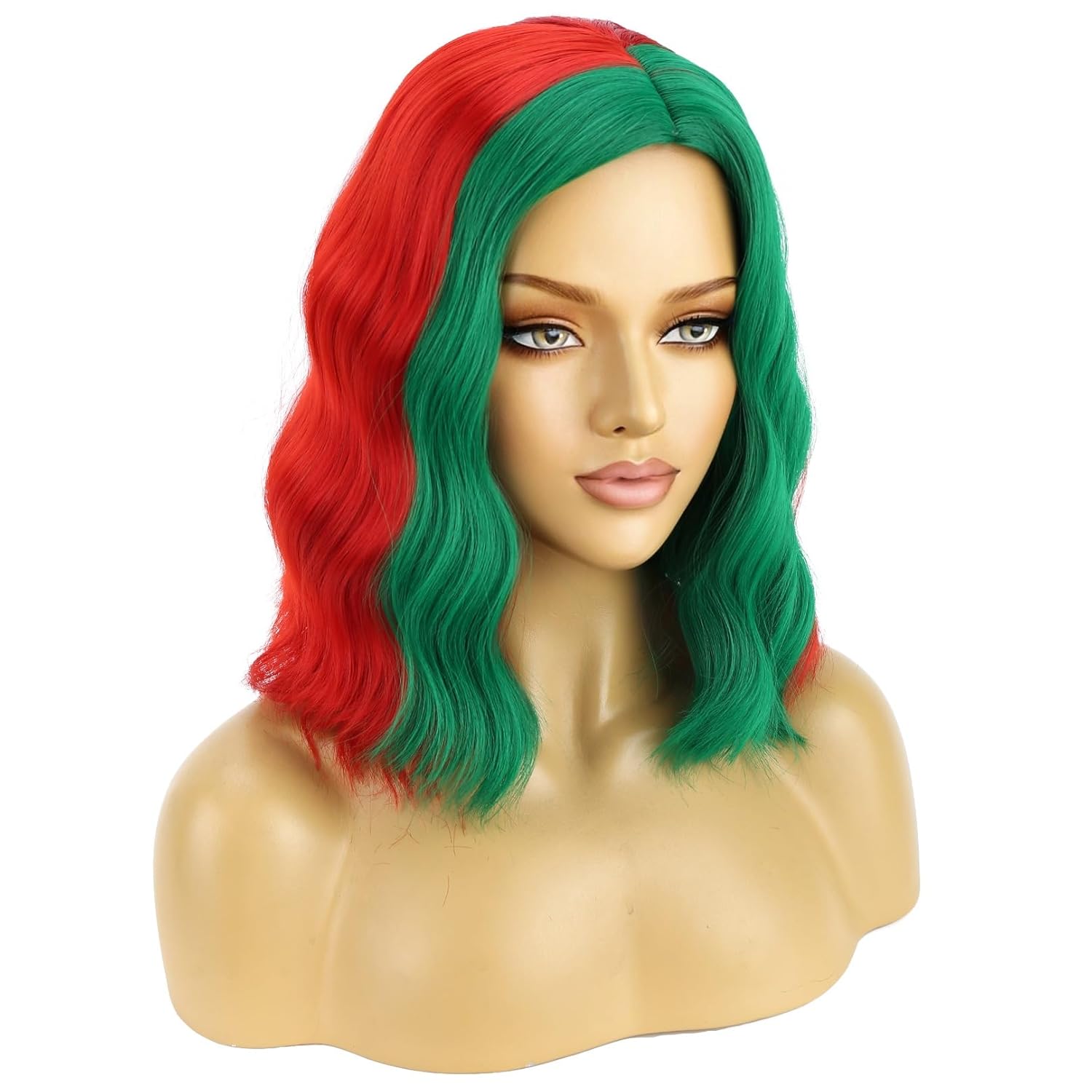BERON Ash Blonde Side Part Short Curly Wave Wig for Women Girls Blond Shoulder Length Wavy Heat Resistant Synthetic Wigs Cosplay Party or Daily Use
