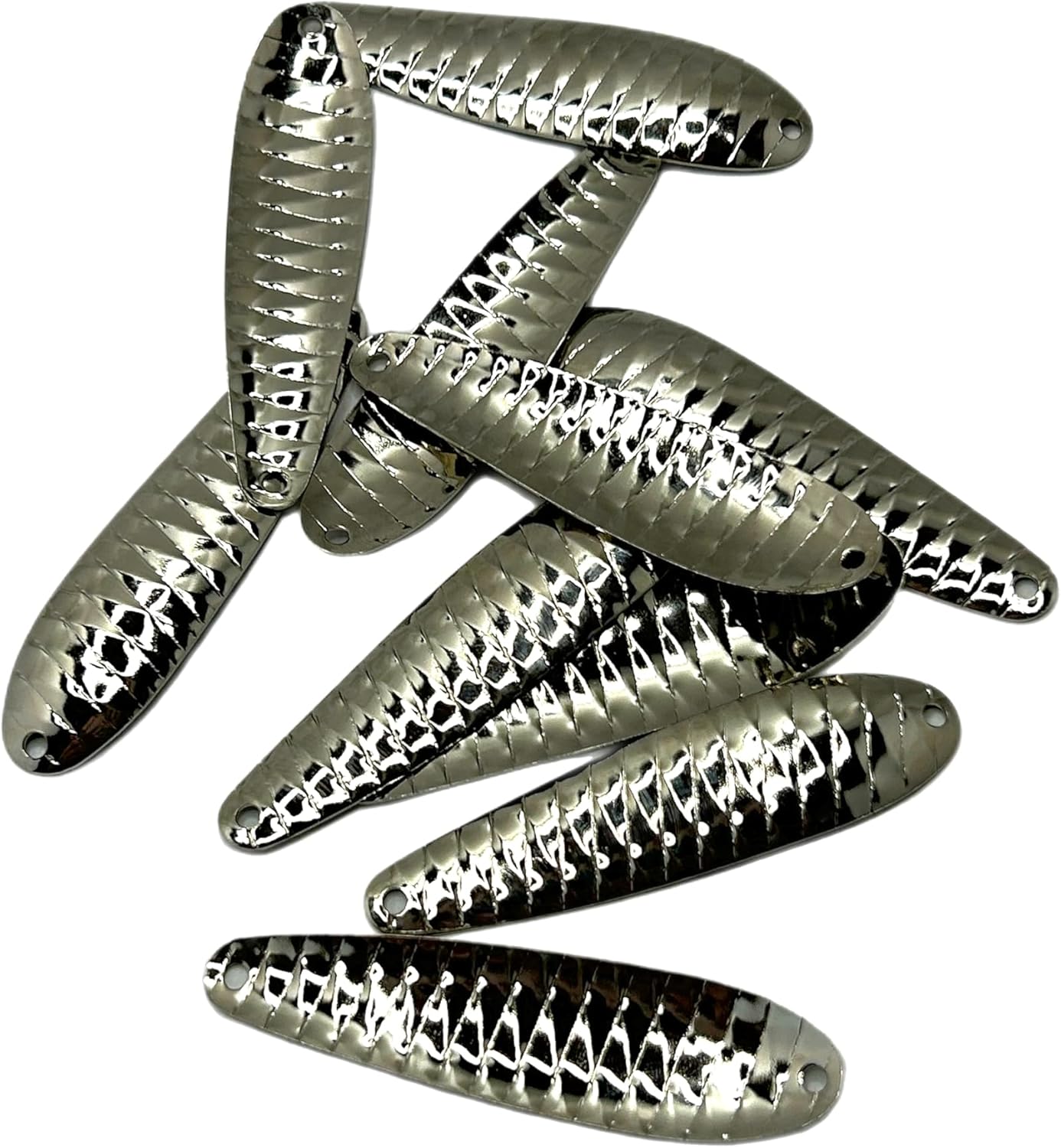 Nickel Prism Trolling Spoon for DIY Lure Making Prism Flutter Spoon with a Brass Base, Nickel Finish - Made in USA - 10 Pack