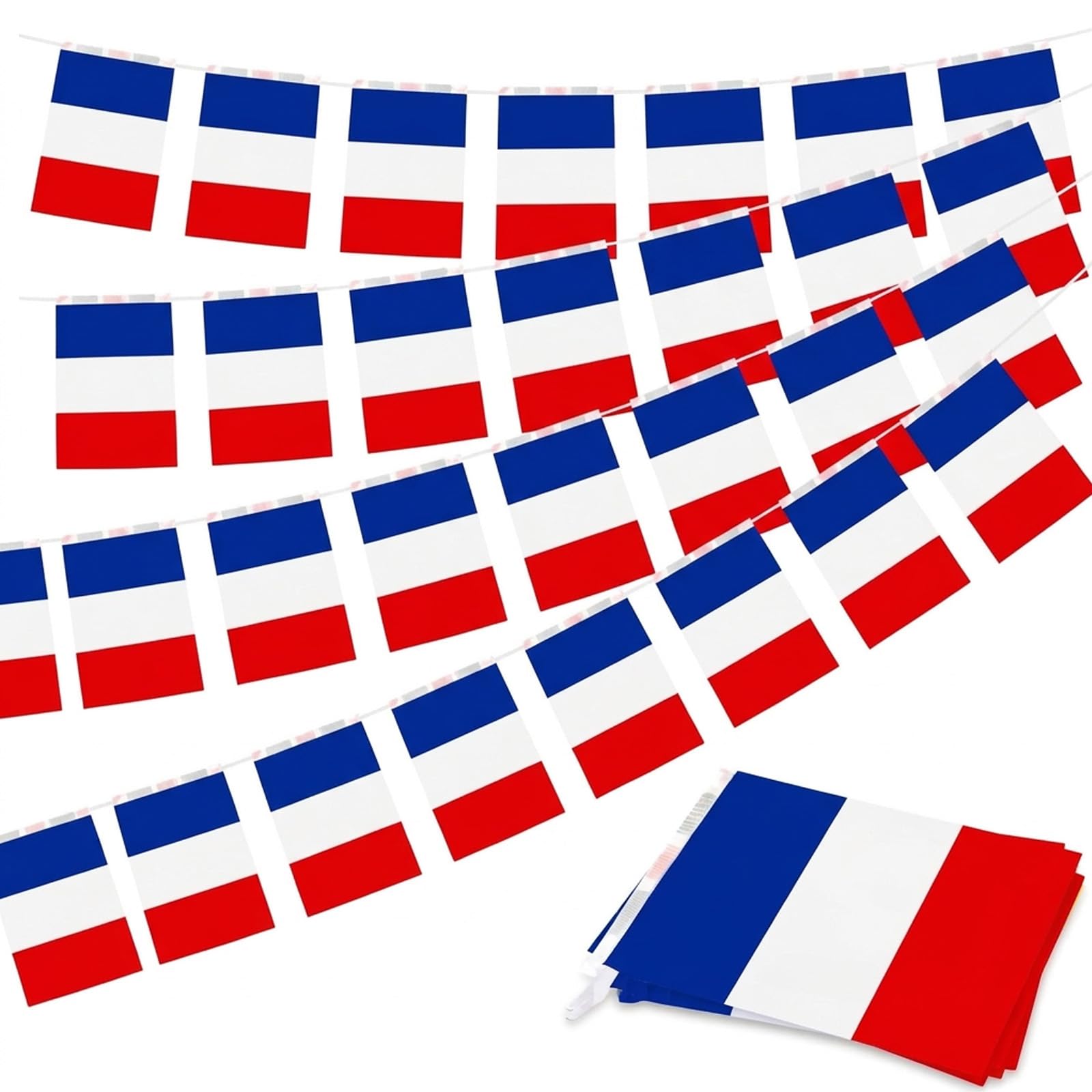 HOMAVEL France Bunting 10 m with 30 Flags - World Cup 2026 Football Fan Item, French Flag Garland Bunting Garland, Weatherproof Decoration for Party, Garden, Bar, Public Viewing & Birthday โ image 1