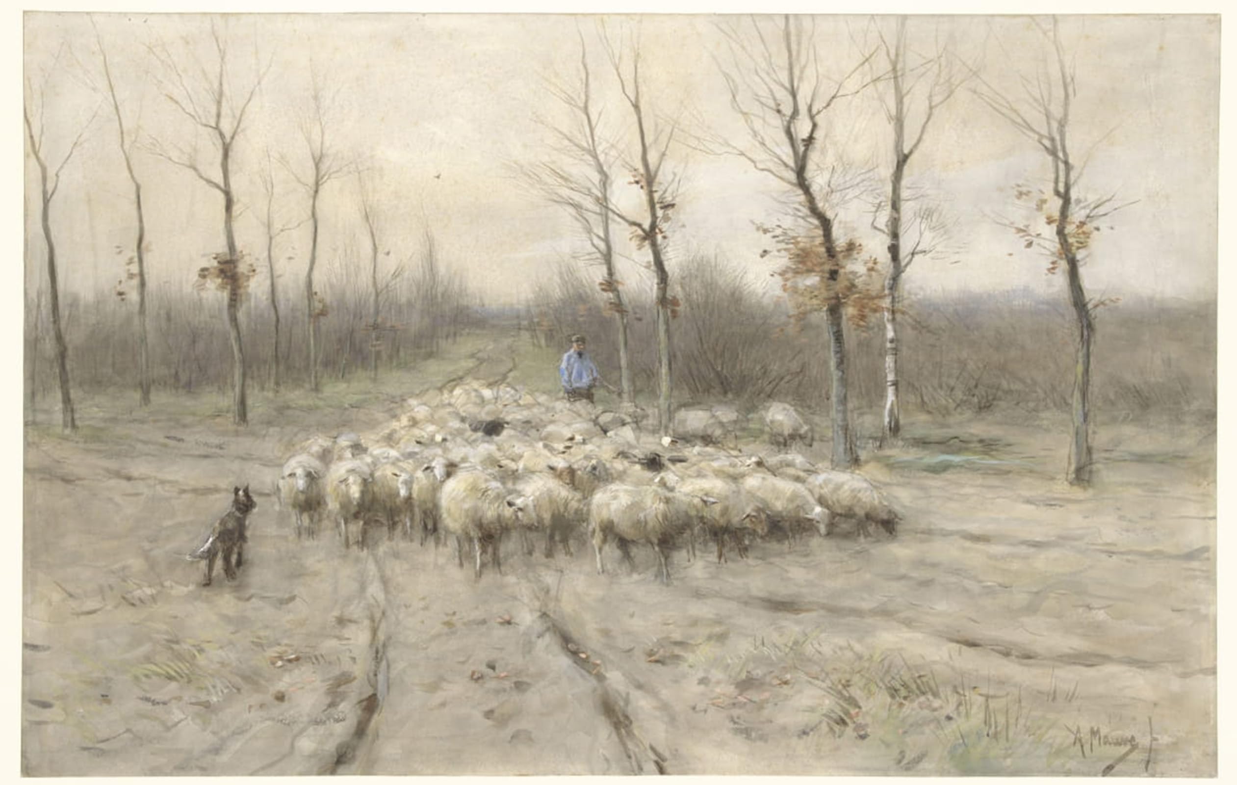 SERENDIPITP Aesthetic Poster Photo Wall Print Retro Picture Sheep Herd on the Heath Near Laren by Anton Mauve Modern Wall Artwork for Home Decor 60x90cm