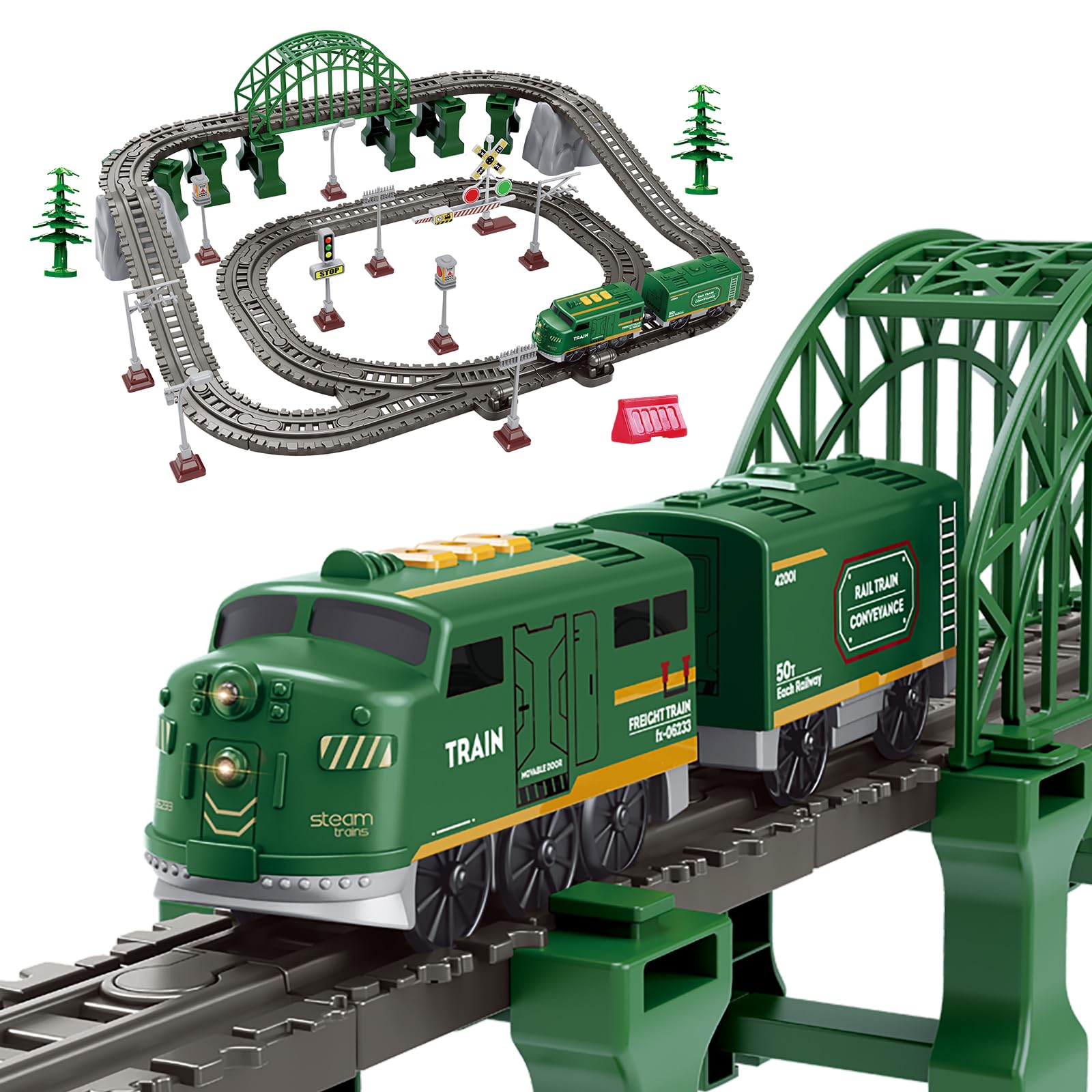 Juego de juguetes de tren para niños, locomotora magnética clásica vintage con pistas, juego de tren eléctrico a batería para niños y niñas de 3 a 8 años, regalo ideal de Navidad