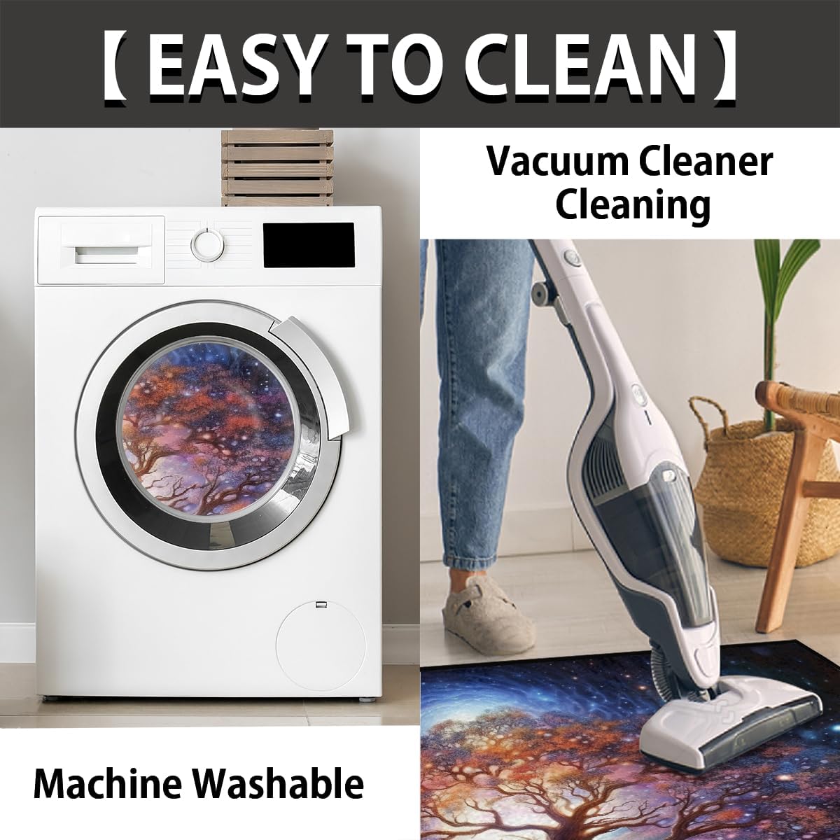 Galaxy Tree of Life Half Round Door Rug Indoor Entrance Washable Half Circle Area Rugs Non Slip Half Moon Rug Semi Circle Bathroom Mat Floor Carpet for Kithen Bedroom Fireplace Decor