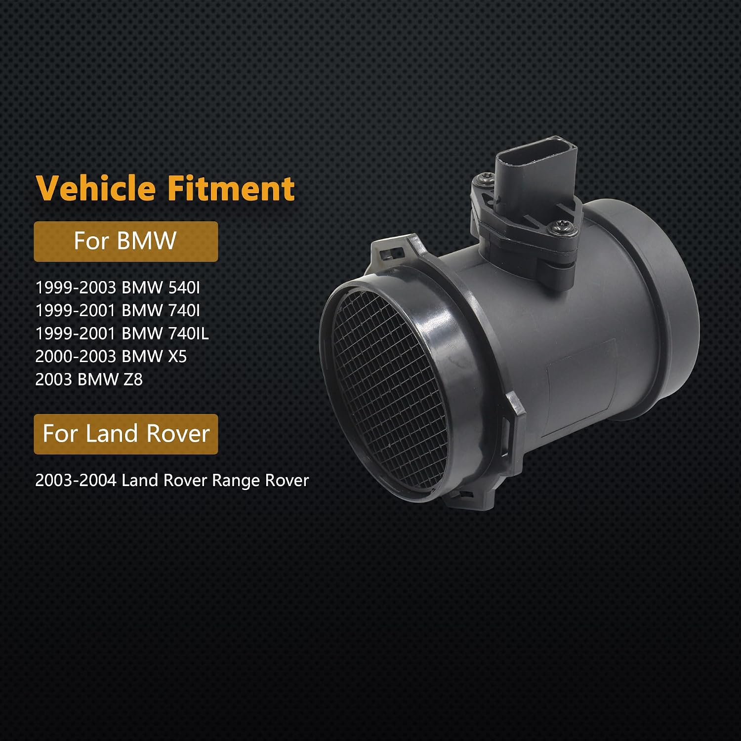 Mass Air Flow Sensor for BMW X5 E39 E60 00-06 / 540i E39 E60 99-03 / 740i 740iL E38 99-01 / Z8 E52 2003 & Land Rover Range Rover 03-05 V8 Engine Replaces OE# 13621433567 0280217814