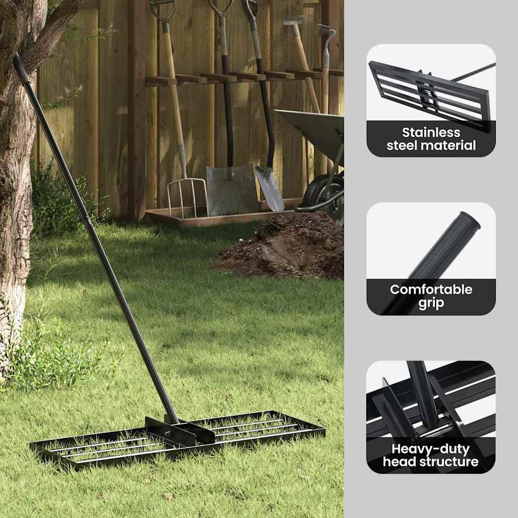 vidaXL Rastrillo nivelador de jardín Acero con Revestimiento en Polvo, Jardín y terraza, rastrillo Moderno Rectangular, Resistente al Clima, Kit de jardinería, Accesorio paisajístico