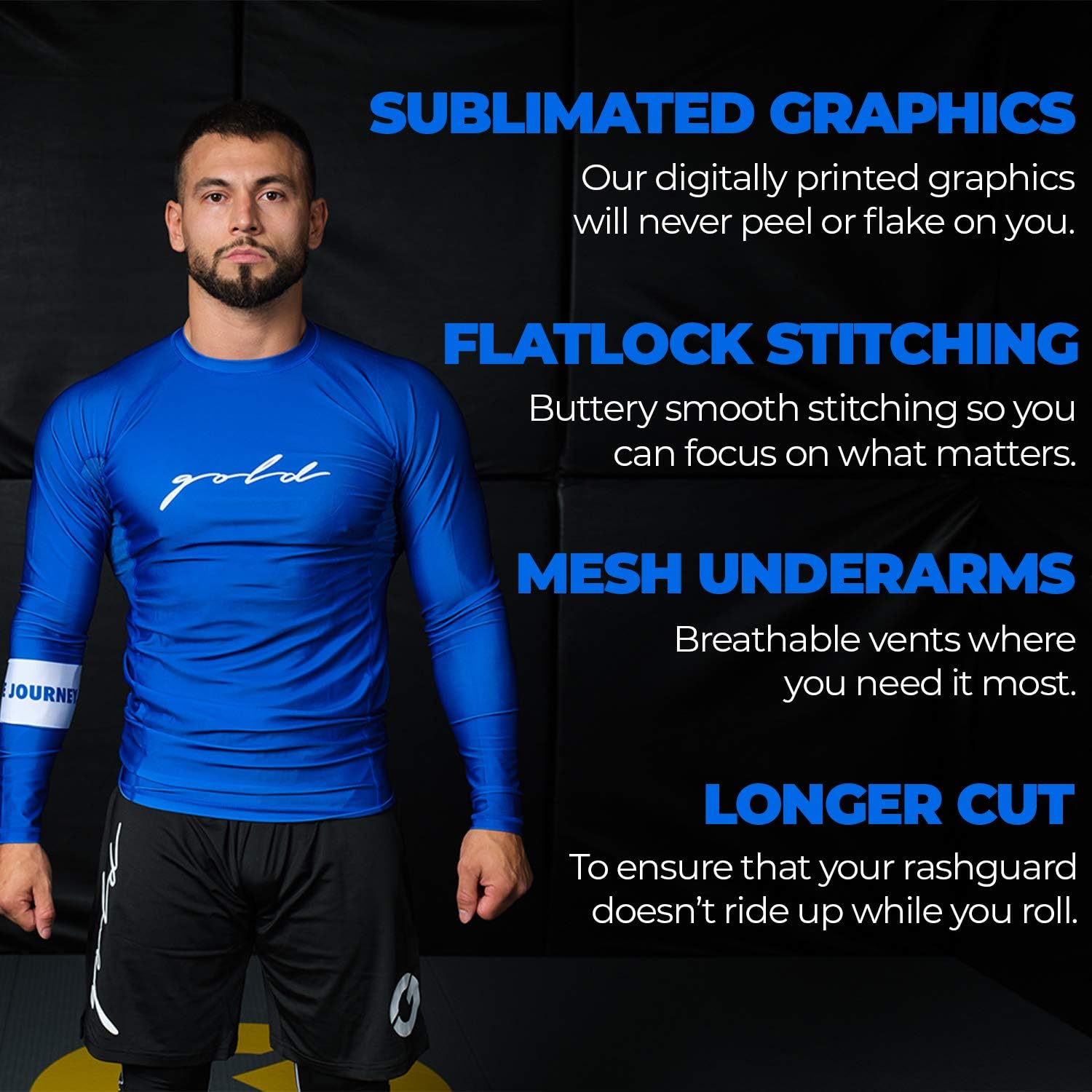 Gold BJJ Foundation Rash Guard - Ranked No-Gi and Gi Jiu Jitsu Rashguard - Image 5