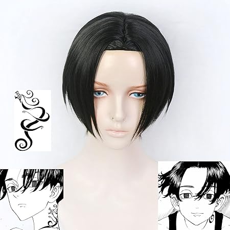 Amazon 東京卍リベンジャーズ 佐野万次郎 マイキー 未来 黒髪 コスプレ ウィッグ タトゥー シール付 メッシュネット付き さの まんじろう 東京リベンジャーズ グッズ 撮影用 イベント 小物 コスプレ ハロウイン 仮装 変装 コスプレ 仮装 通販