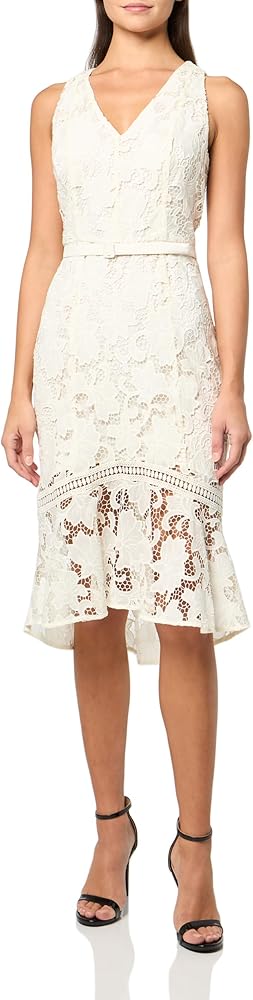 lace trim satin mini dress in red Eleanor Lace Trim Mini Dress