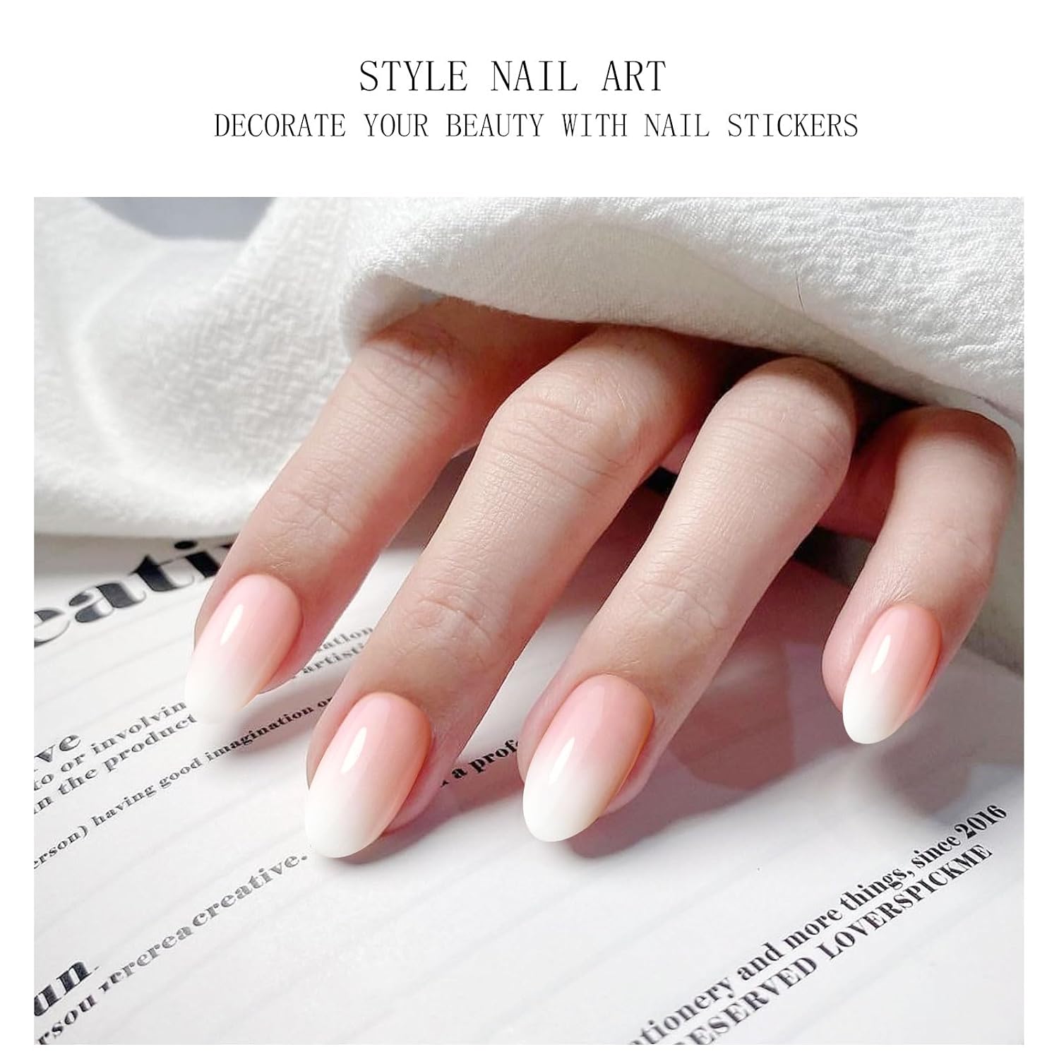 JMEOWIO Gel Nail Stickers White Cream Pink Gradient Color Semi Cured Gel Nail Strips Wraps UV/LED Supplies Nails Art Design Decoration Accessories