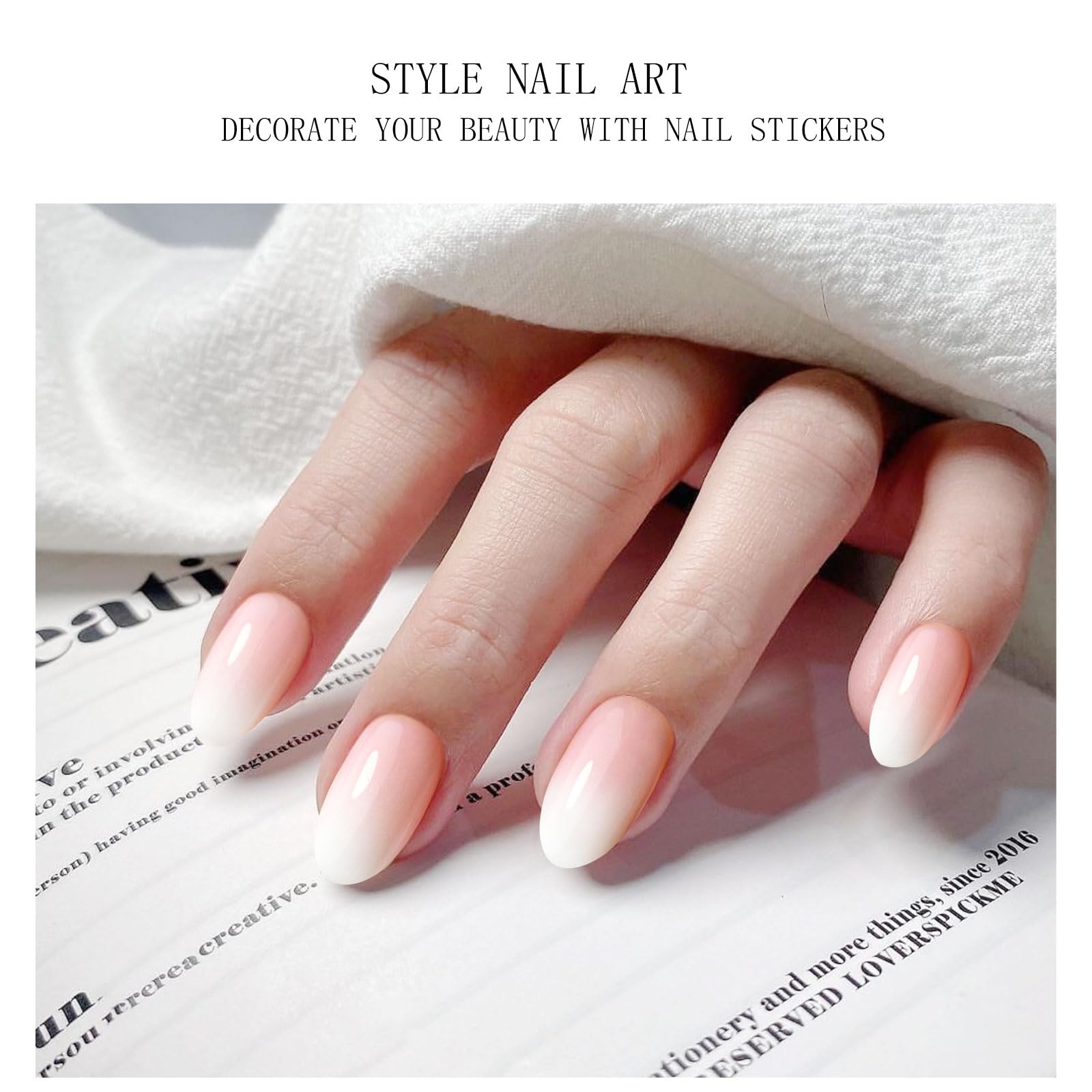 JMEOWIO Gel Nail Stickers White Cream Pink Gradient Color Semi Cured Gel Nail Strips Wraps UV/LED Supplies Nails Art Design Decoration Accessories - Image 3
