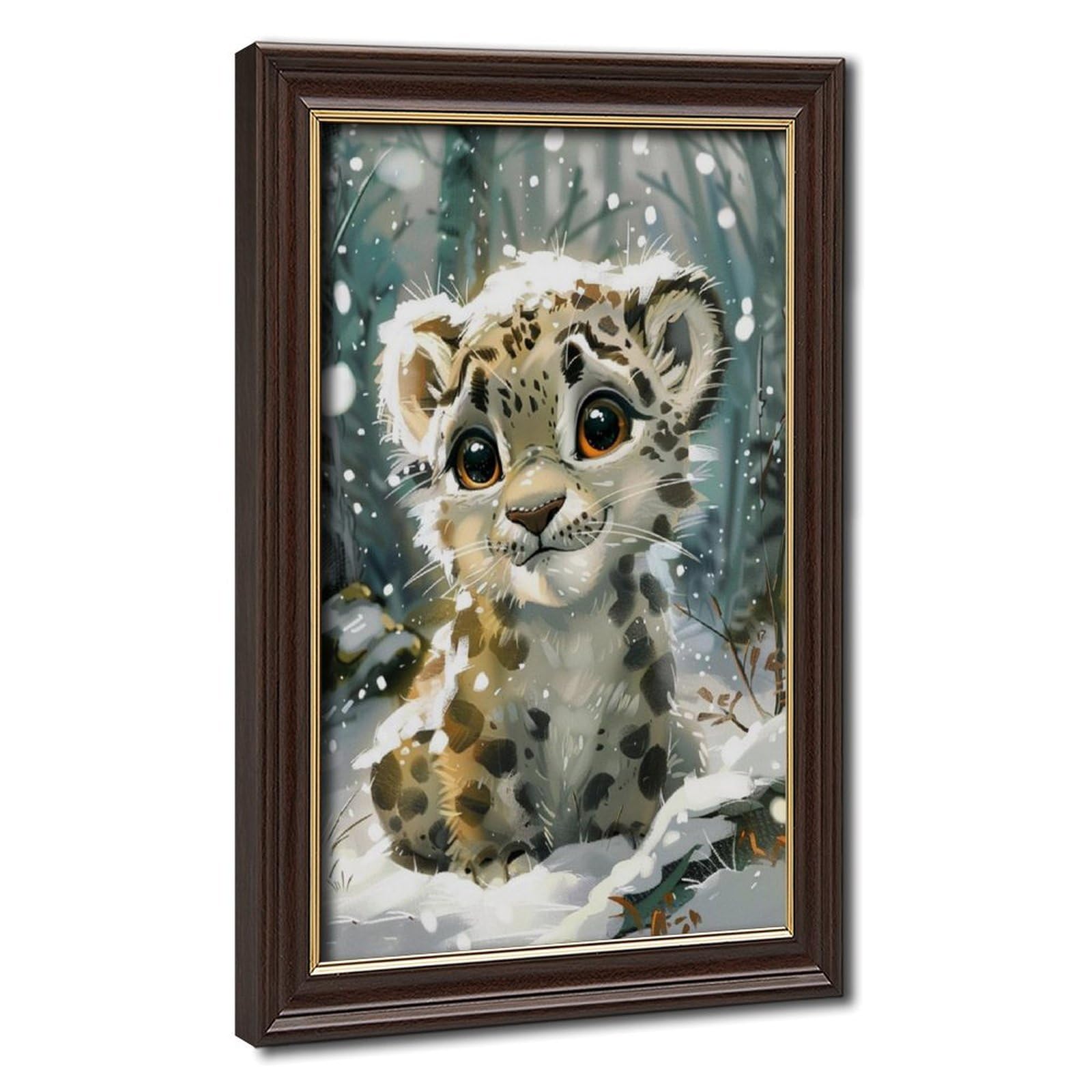 LXWNZE Charming Snow Leopard Artwork, Kids Bedroom Canvas Poster Bedroom Decor Landscape Office Room Decor Gift 24" L X 36" W