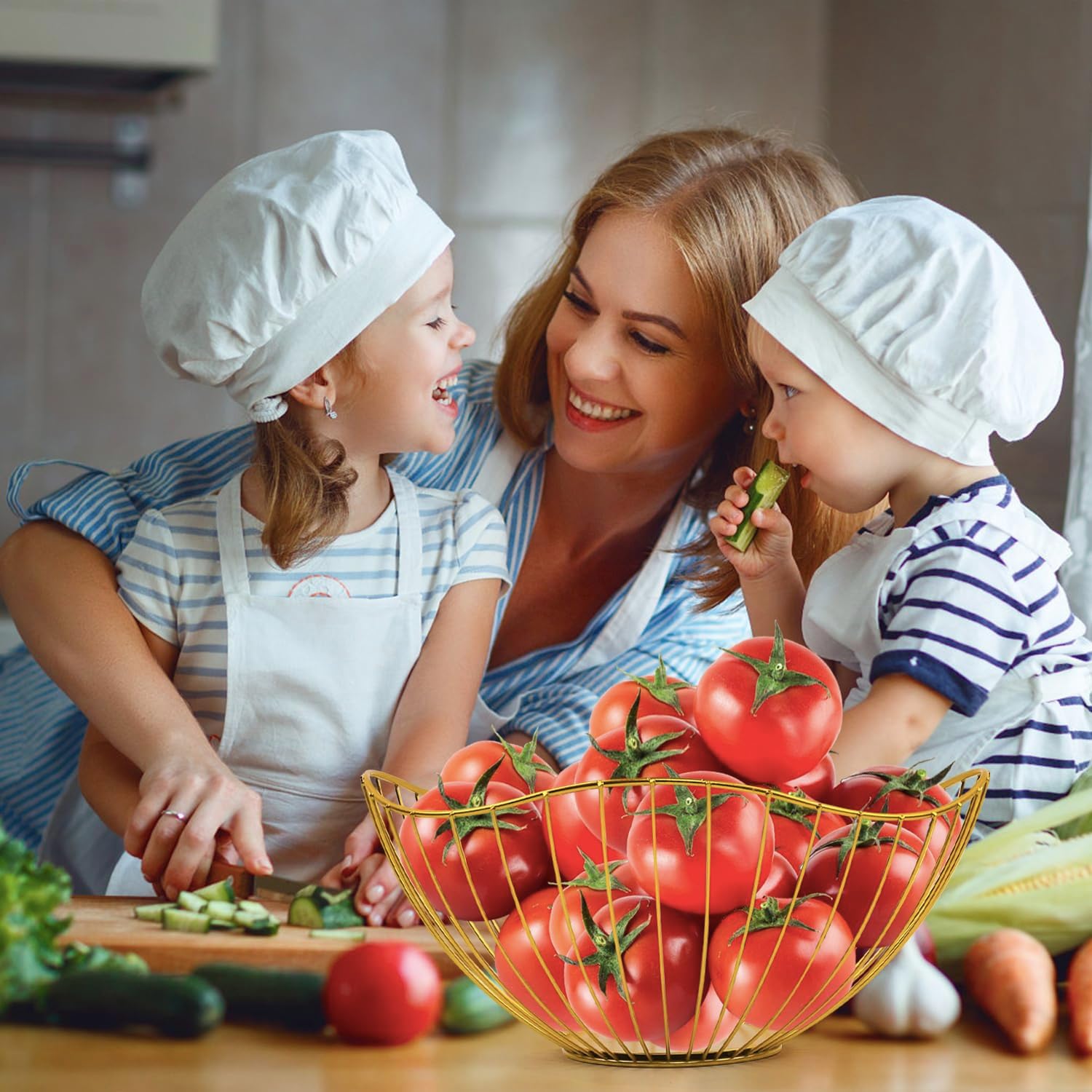 Nsmykhg 3 Pack Fruit Bowl,Gold Fruit Basket for Kitchen Counter,Wire Fruit Basket for Kitchen Countertop,Decorative Round Small Fruit Hold,Storage Bowl for Serving Fruit,Snacks,Vegetables