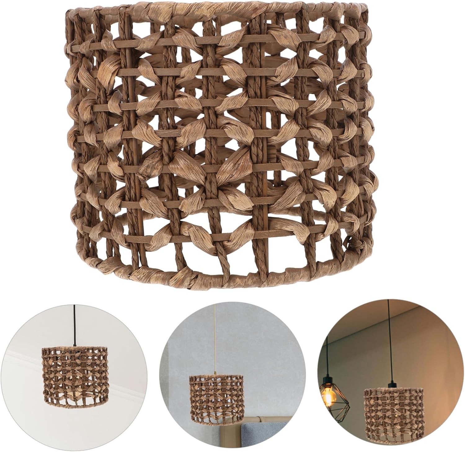 Cabilock Unique Lamp Shade Natural Wicker Ceiling Cover E27 Socket 4cm Diameter