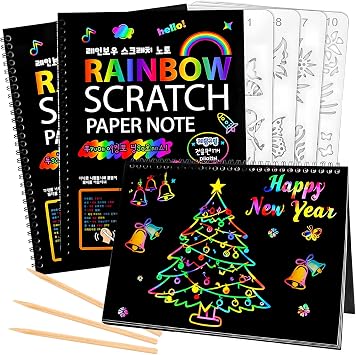 heynsgu Large 30Pcs Rainbow Scratch Paper Art Notebooks10.2inch