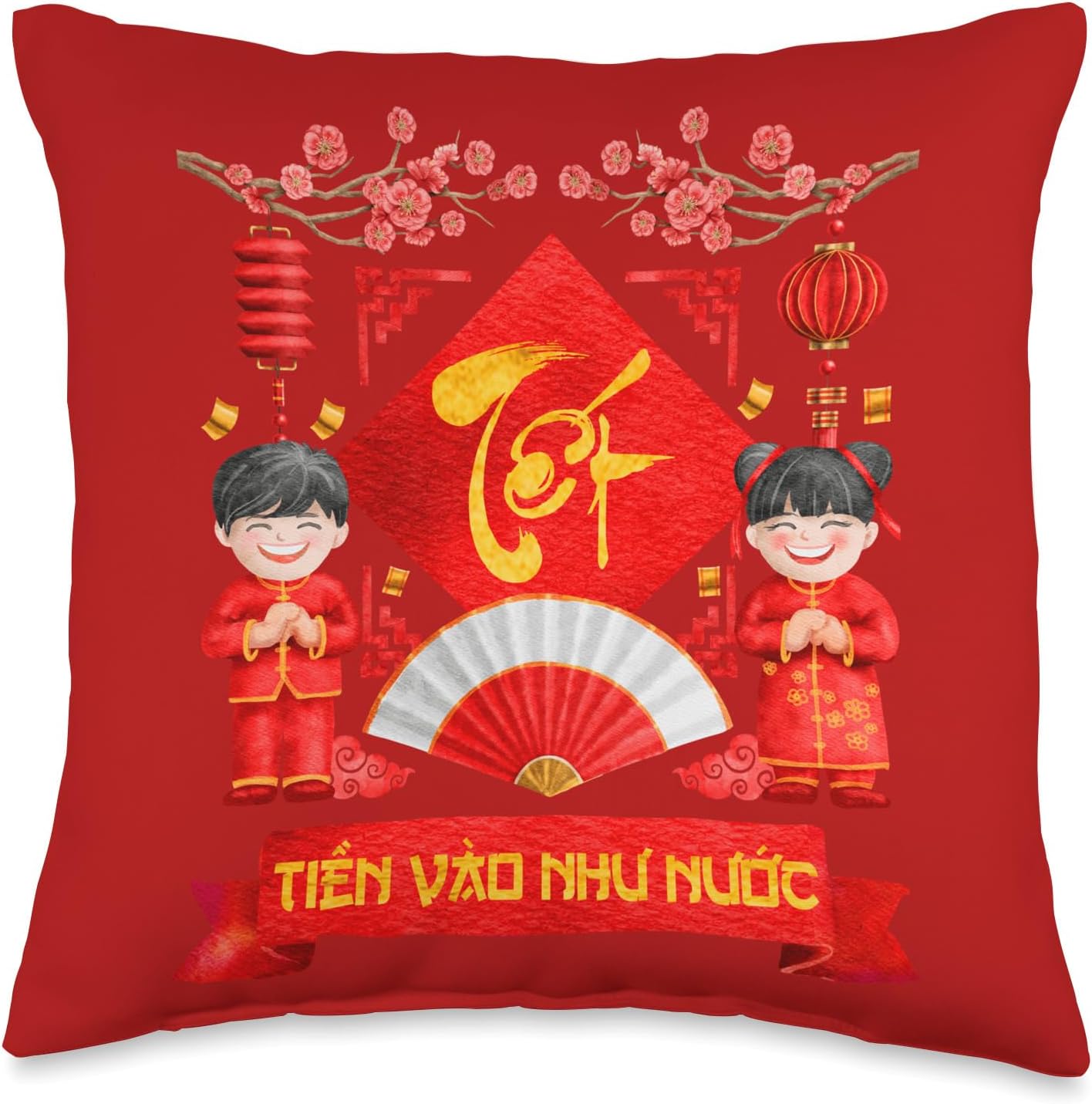 Vietnamese New Year Tet Decoration 2026 Kids Girls Boys Throw Pillow