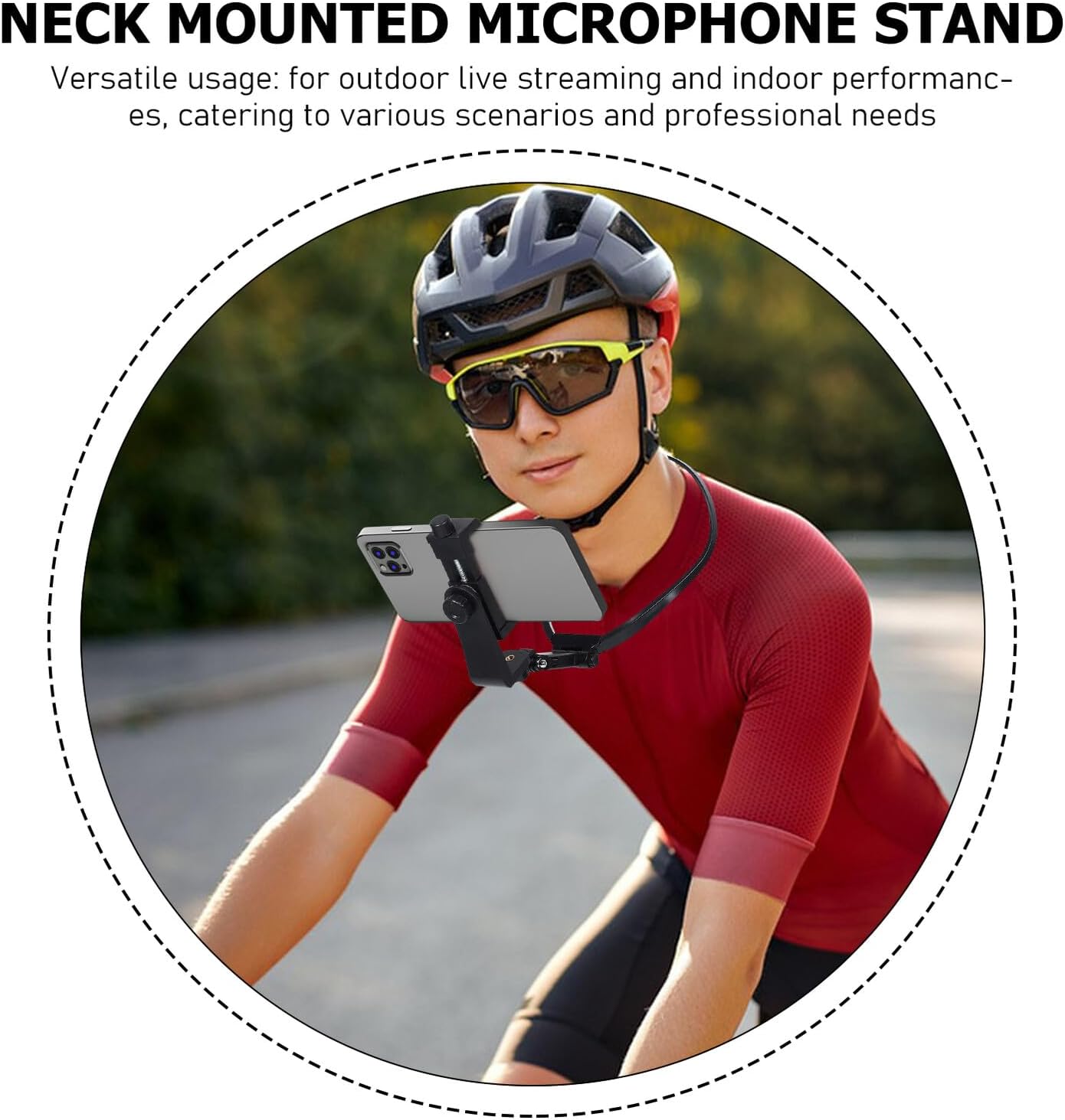 MERRYHAPY Neck Phone Mount and Camera Chest Holder for POV Recording, Flexible Multi-Functional Neck Stand with Strap for Outdoor Cycling, Vlogging, and Live Broadcast Compatible