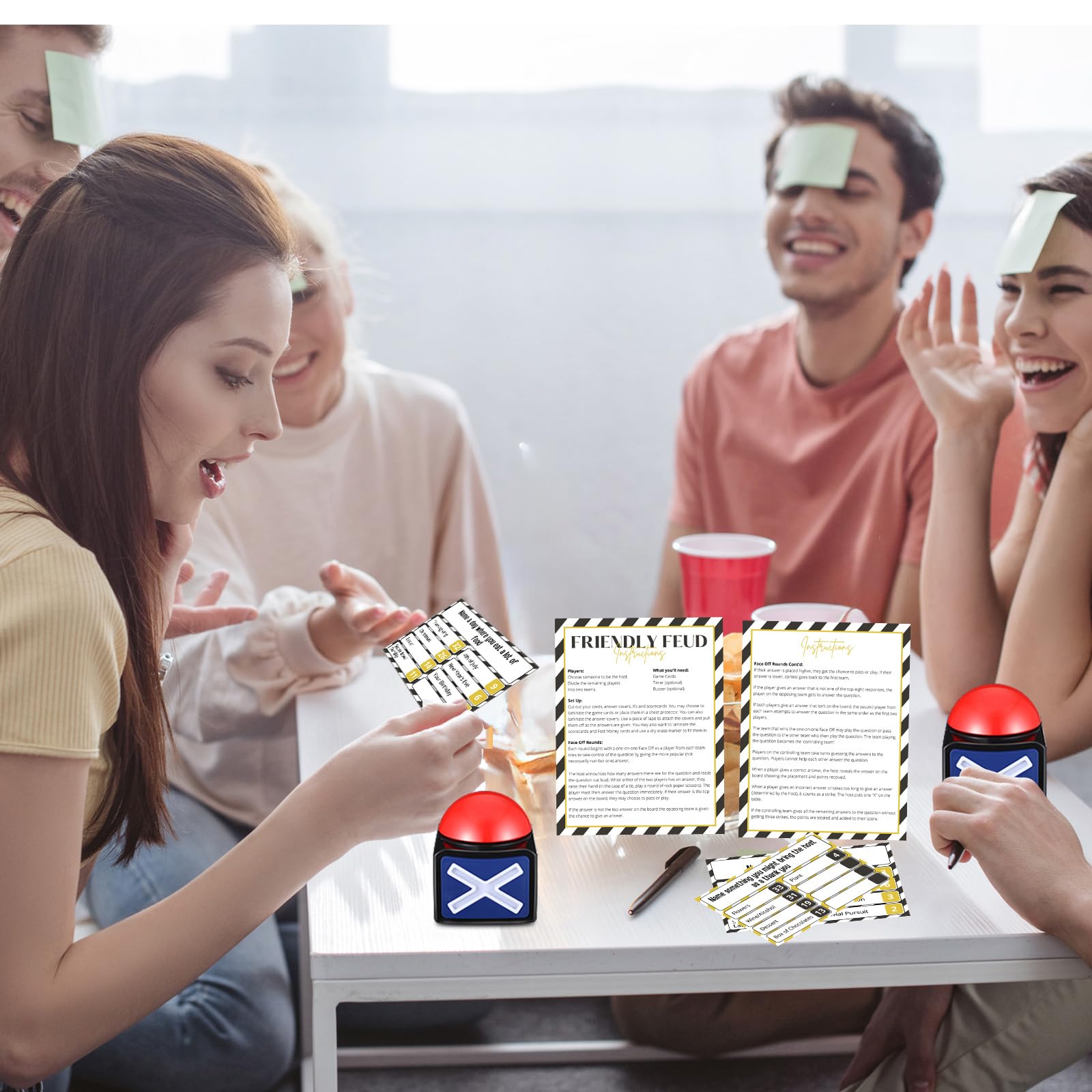 Syhood Thanksgiginving Weihnachtsfreundliches Fehd-Spiel mit 2 Spiel-Summern, Fehd-Kartenspiel, Familienspielabend, Neujahrs-Quizspiel, lustige Fehde für Party, Büro, Klasse, Erwachsenengruppen