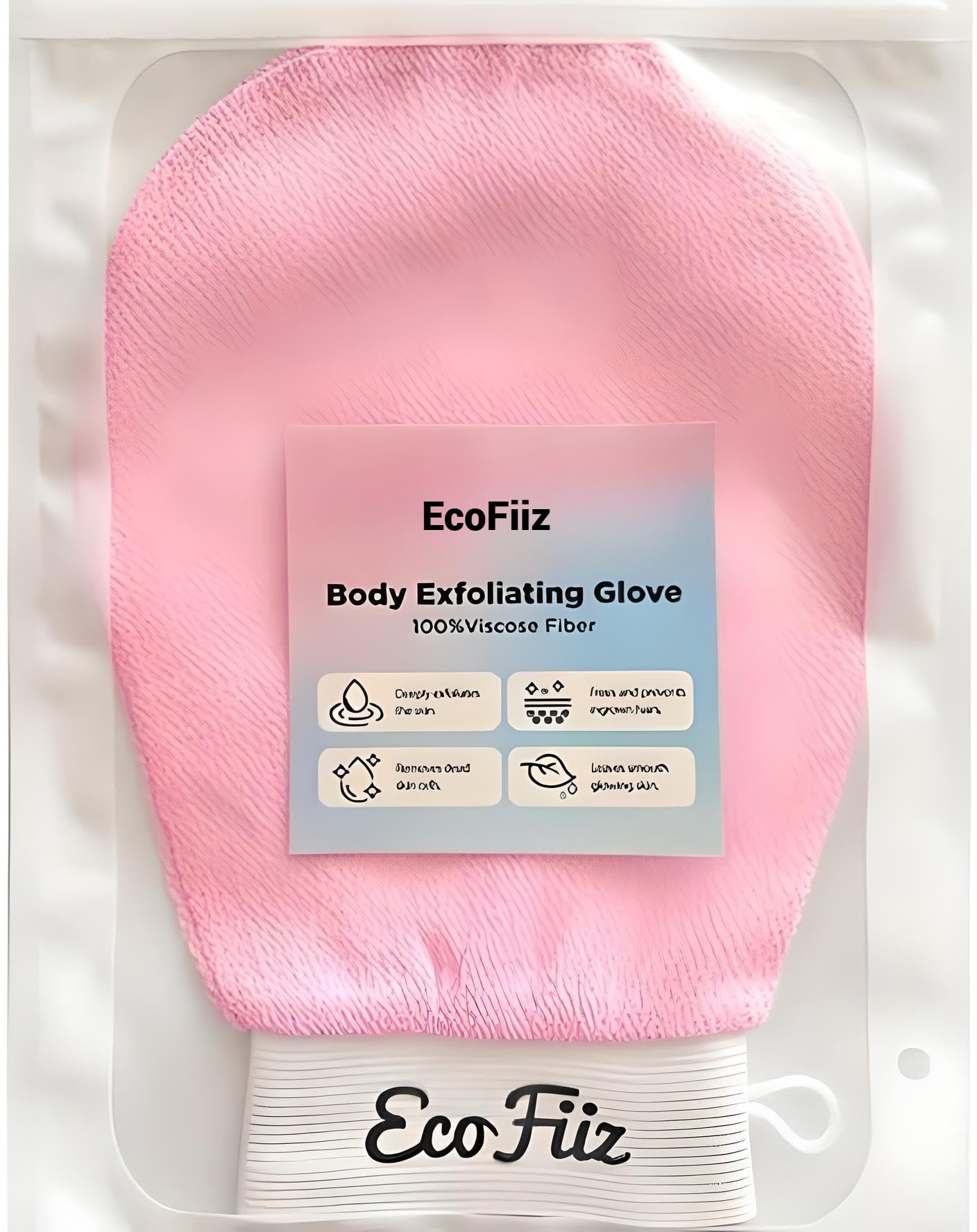 EcoFiiz Korean Exfoliating Glove – Deep Body Scrub Loofah Mitt for Dead Skin Removal, Shower & Hammam Bath – Moroccan Kessa Spa Glove for Men & Women"pink"