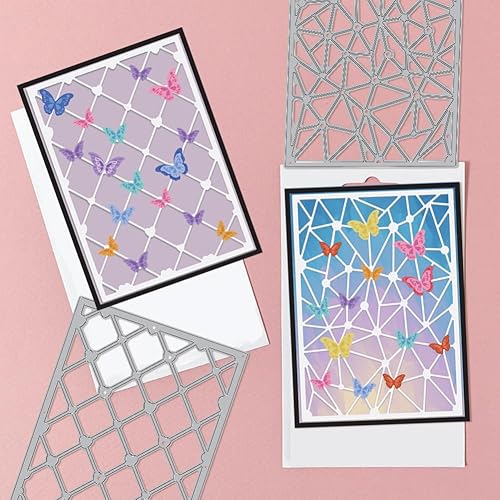 Miniatura 2 de GLOBLELAND Juego de 2 troqueles de corte de fondo de línea para hacer tarjetas, fondo triangular rectangular, troquelados, plantillas de acero al