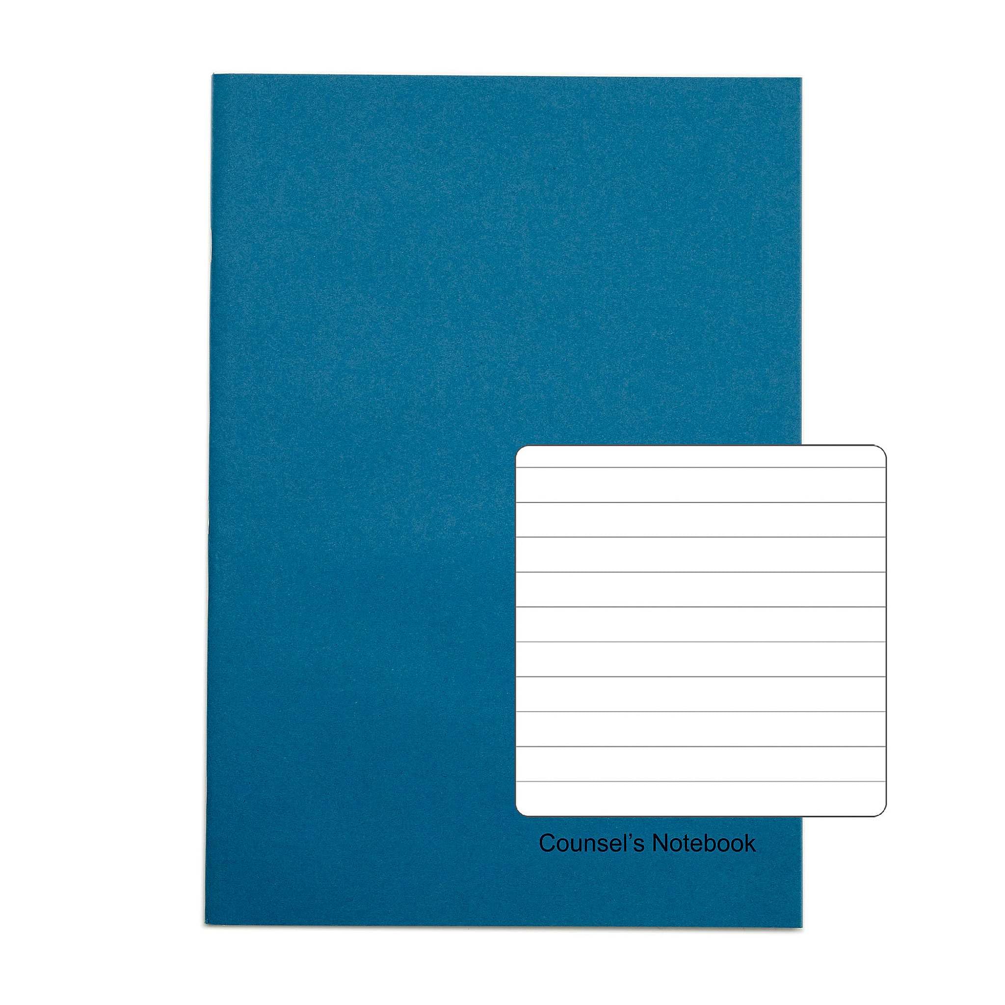 10 x Rhino A4 Perforated Counsels Notebook 96 Page Feint Ruled 8mm Light Blue
