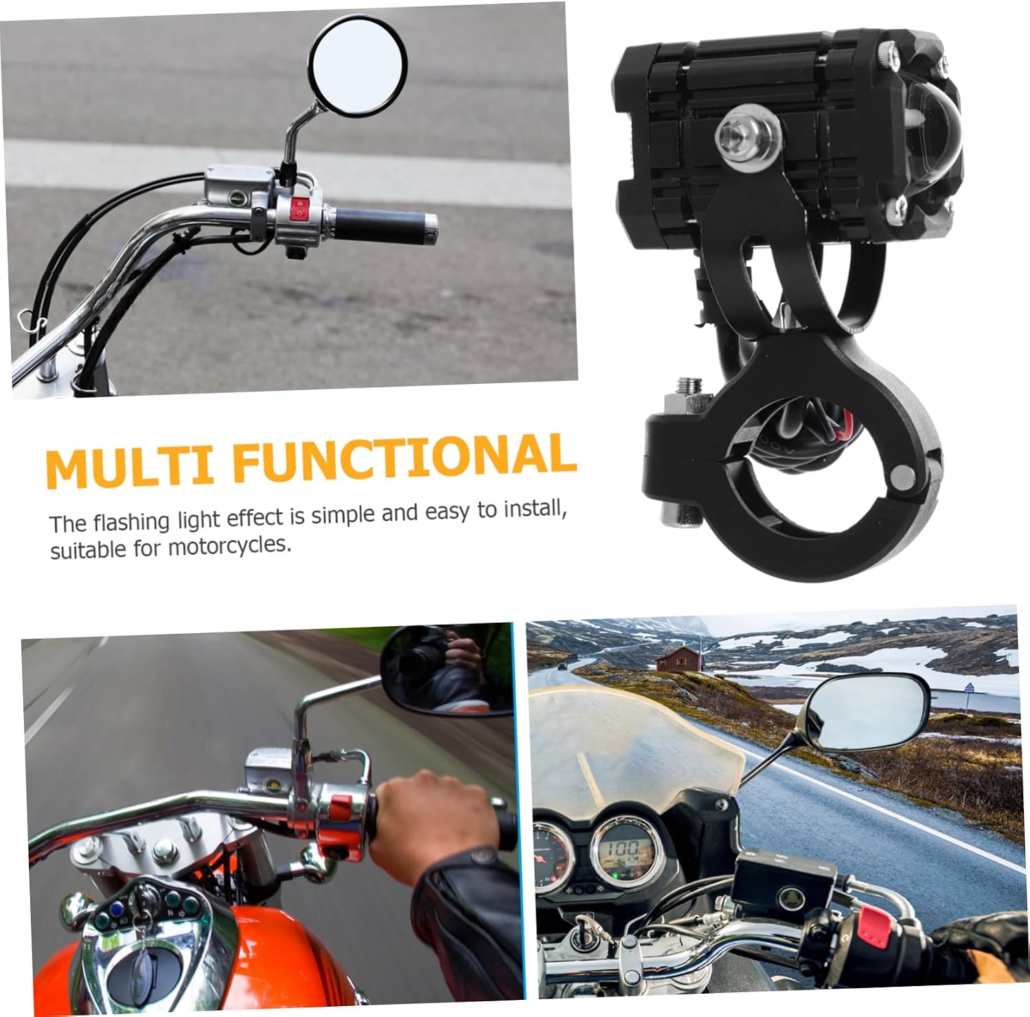 ULTECHNOVO Motorcycle Led Fog Light Splashproof Design Dual Color Strobe Light for Enhanced Visibility and Safety Motorbikes and Scooters