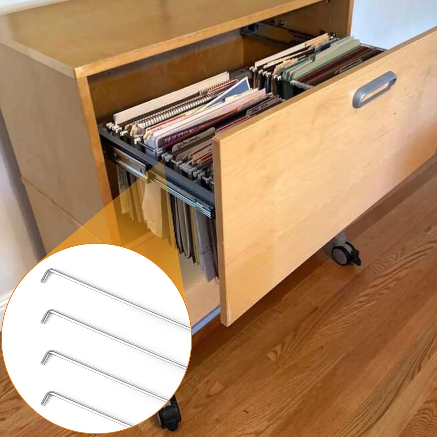 Shimeyao 4 Pcs Replacement File Cabinet Rails for Your Swedish Brand File Cabinet Hanging Drawer Rails, 13 Inch