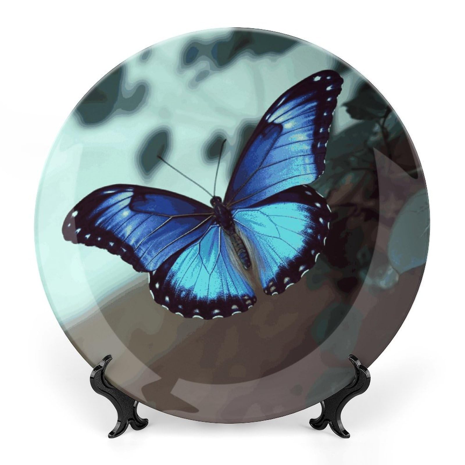 Assiettes en porcelaine anglaise de 20,6 cm au design raffiné de papillon bleu