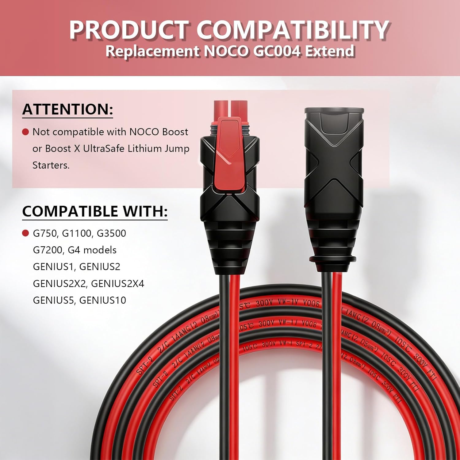 GC004 + GC008 X-Connect fit for NOCO Battery Charger Accessories Cables,M10 (3/8in) XL Eyelet Terminal, Replacement NOCO Battery Connector Smart Batteries Trickle Charger Extension Cable