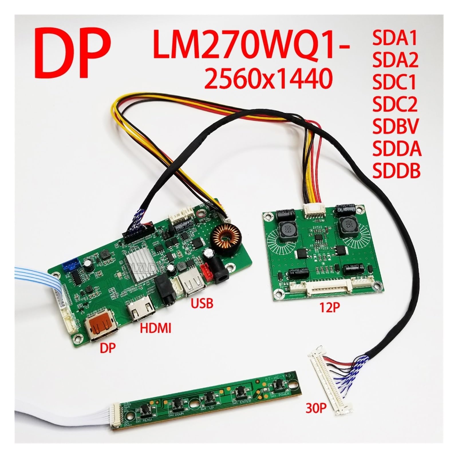 Kit De Carte Contrôleur EDP 27 Pouces LM270WQ1-SDC2/LM270WQ1-SDA2/LM270WQ1-SDB1 DP+HDMI+USB For Écran LCD 2560 X 1440(LM270WQ1-SDC2)