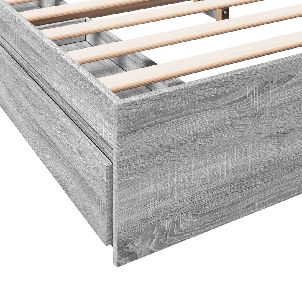 vidaXL Cama con cajones Madera ingeniería Gris Sonoma 200x200 cm