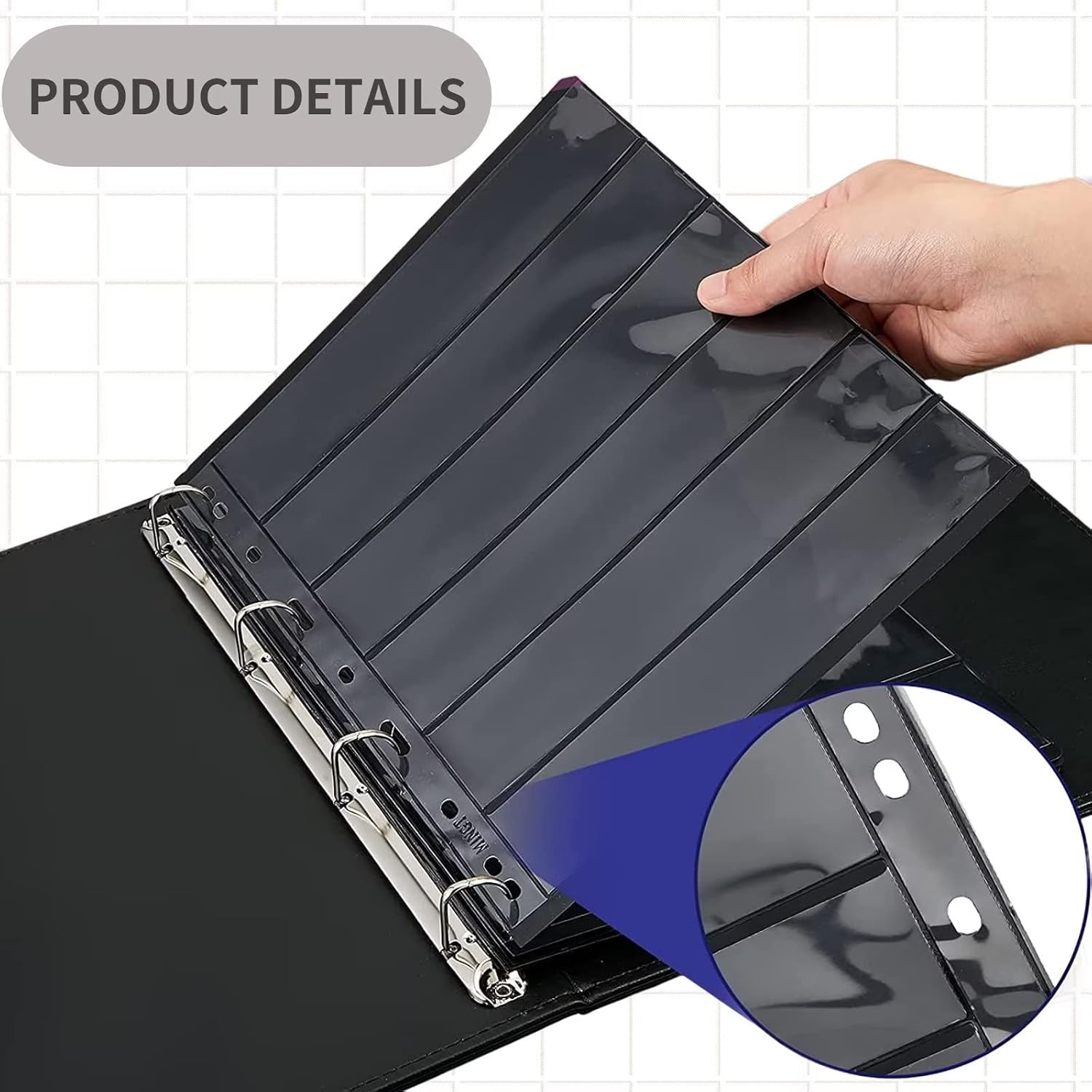 runrayay 10 Sheets Stamp Pages for Stamp Album Binder 4 Sizes Stamp Pages for Stamp Collecting Albums with Standard 9 Hole Binder Sleeves for Stamp Collectors (4/5/6/7 Pockets Pages) - Image 4