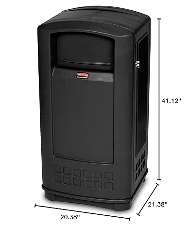 Miniatura 5 de Rubbermaid Commercial Products Plaza - Papelera con puertas batientes, 50 galones, color beige, papelera grande para exteriores, para estadios,