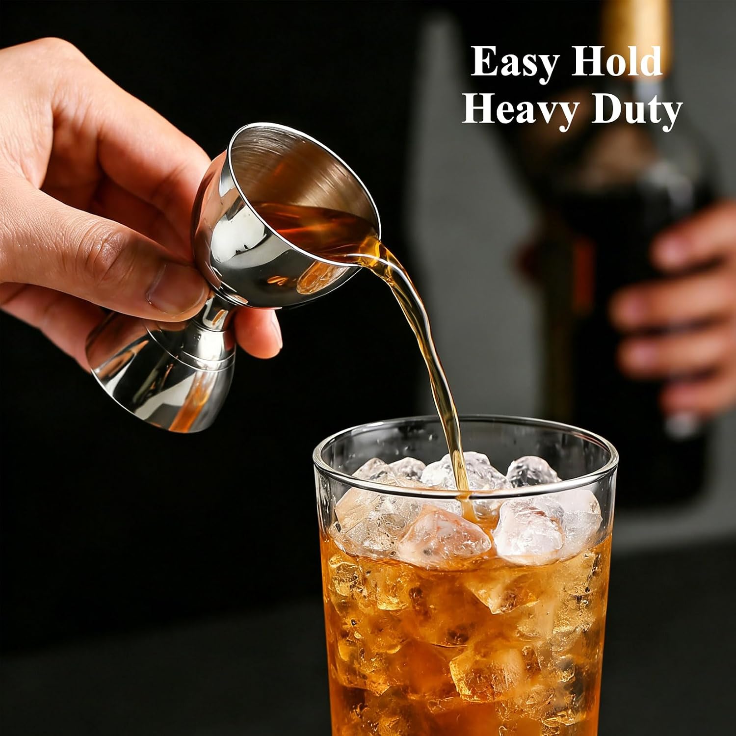 Professional Bartender Jigger - Premium Cocktail Bell Jiggers - 1oz & 2oz Double-Sided Stainless Steel Measuring Cup with Etched Inside Markings, Easy Read Ounce Lines for Home Bar & Cocktail Making