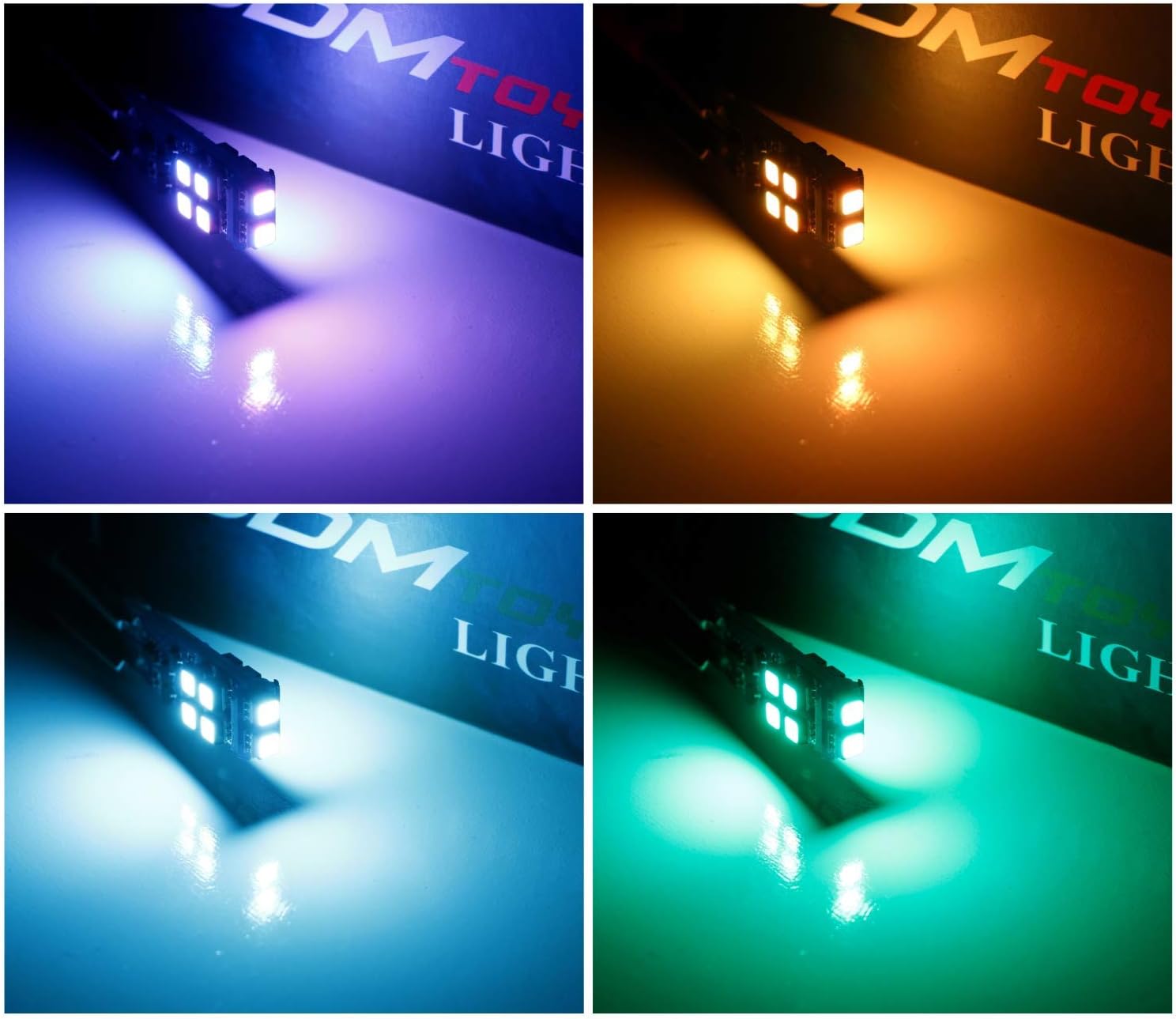 iJDMTOY 10-SMD Multi-Color RGB 168 194 2825 W5W T10 Replacement Bulbs w/Color Adjustable Setting Compatible with Car Parking Position Accent Light Upgrade