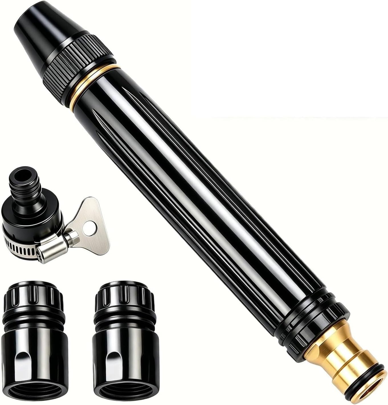 Home High Pressure Hose Nozzle Car Wash Water Gun, with 360°Adjustable 3-Mode Spray,Duty Metal Garden Hose Nozzle with Leak Proof Brass Connector for Car Wash, Lawn, Patio Cleaning(6pcs)
