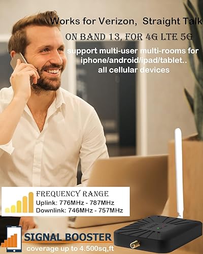 Miniatura 2 de Verizon - Amplificador de señal de teléfono celular para el hogar 5G 4G LTE en la banda, amplificador de 13 celdas para Verizon Straight Talk y más