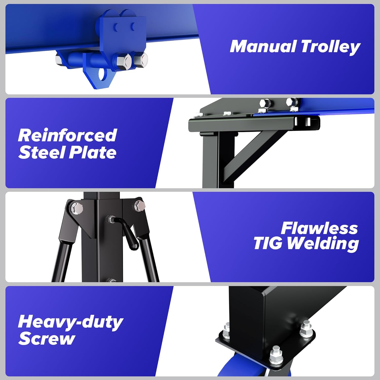 3 Ton 6600LB Gantry Crane, 3 Ton Manual Trolley, 9.06FT Max Width, Portable Shop Crane with 8.53-12.47 FT Adjustable Height, Dark Blue