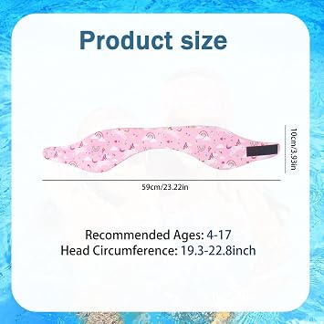 SSKHE Swimming Headband for Kids Adults, Cartoon Waterproof Adjustable Headband Ear Band Bathing Swimmer Ear Protection (Pink, One Size)