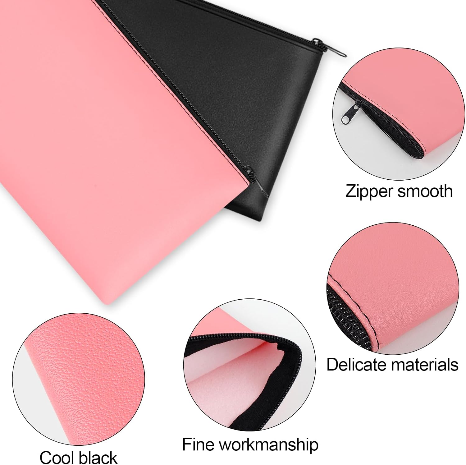 2 PCS Money Bag 11"x6.1", Safe Durable Waterproof Bags With Zipper for Cash, Coin Bank PU Leather Pouch, Bank Bags for Checks, Cosmetics, Bills, Receipts, Tool Storage image 4